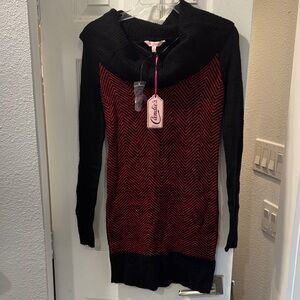 Candie's NWT Black and Red Cowl Neck Sweater Tunic